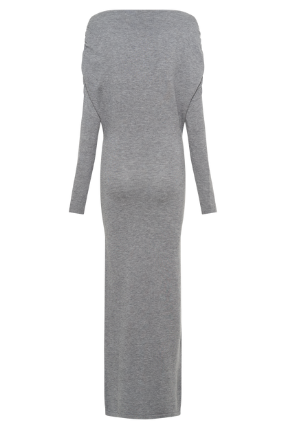Robe mi-longue en tricot à col montant Jessie - Gris anthracite chiné