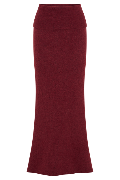 Jupe Maxi Tricotée Charlotte avec Superposition - Merlot