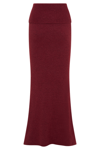 Jupe Maxi Tricotée Charlotte avec Superposition - Merlot