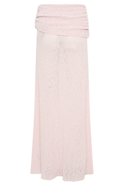 Jupe Maxi Tricoté à Volants Petra - Rose Poudré