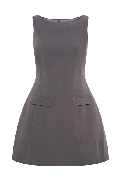 Mini-robe tailleur sans manches Evanna - Gris anthracite