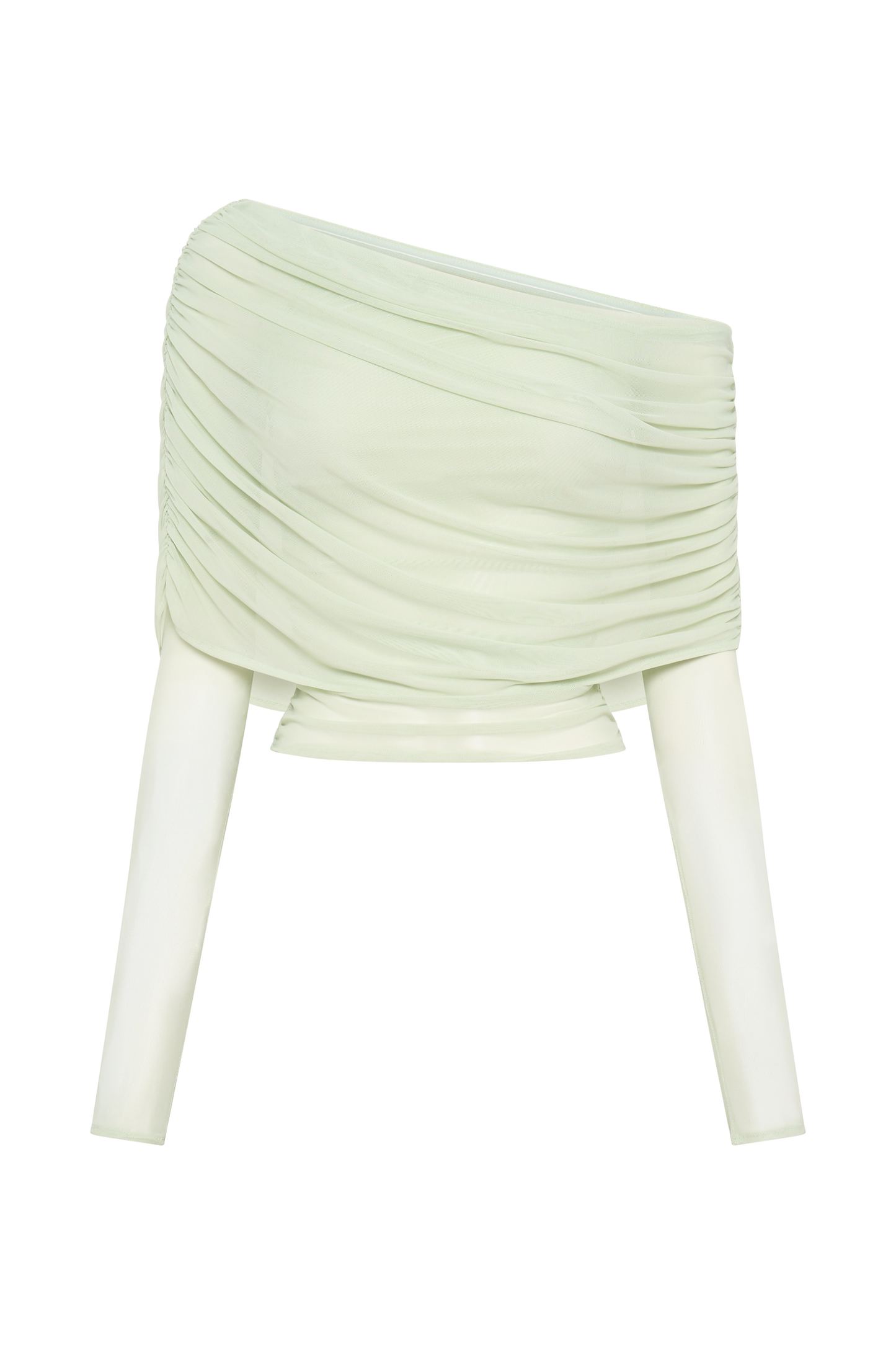 Top en maille transparente à épaules dénudées Everly - Vert pastel