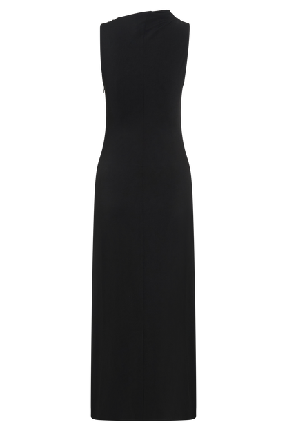 Taylor Draped Stretch Crepe Midi Dress - Black