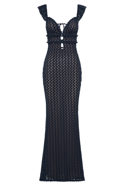 Robe Maxi en Dentelle Ezra - Bleu Marine