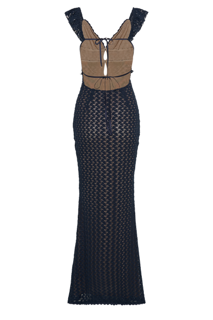 Robe Maxi en Dentelle Ezra - Bleu Marine
