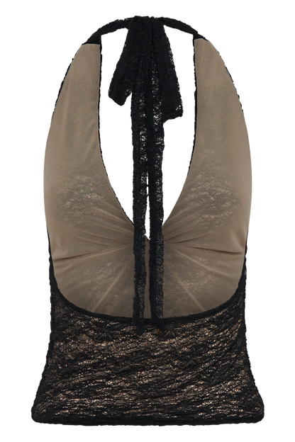 Halter en dentelle transparente Asher - Noir