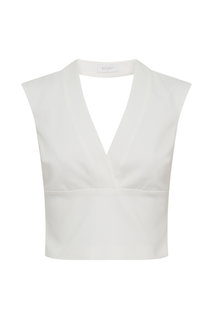 Top sans manches croisé Jemima - Blanc