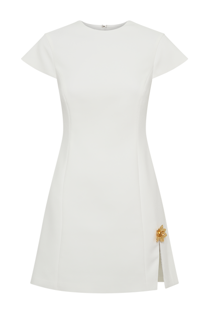 Mini-robe tailleur Remi avec ornements floraux - Blanc