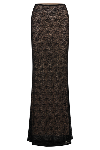 Jupe Maxi en Dentelle Transparent Robyn - Noir