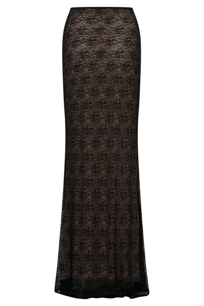 Jupe Maxi en Dentelle Transparent Robyn - Noir