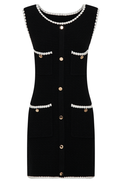 Mini-robe en tricot contrastée Mia - Noir/Blanc