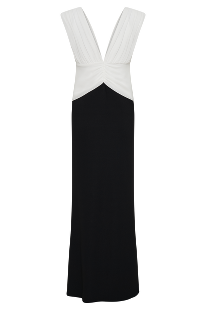 Robe Maxi Contrastée Monique - Noir