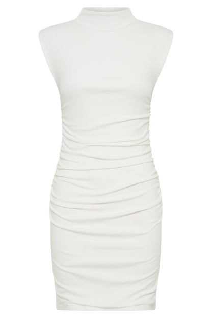 Robe mini sans manches à col montant Elliot - Blanc