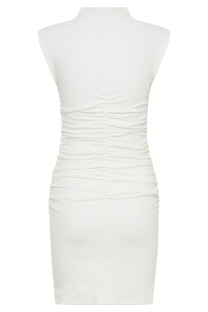 Robe mini sans manches à col montant Elliot - Blanc