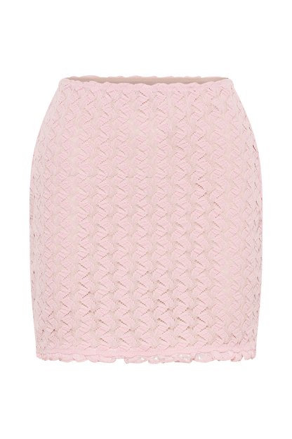 Jupe mini en tulle et dentelle Morgan - Rose poudré