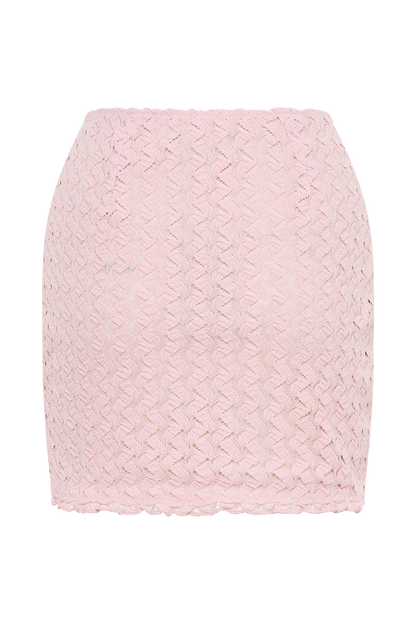 Jupe mini en tulle et dentelle Morgan - Rose poudré