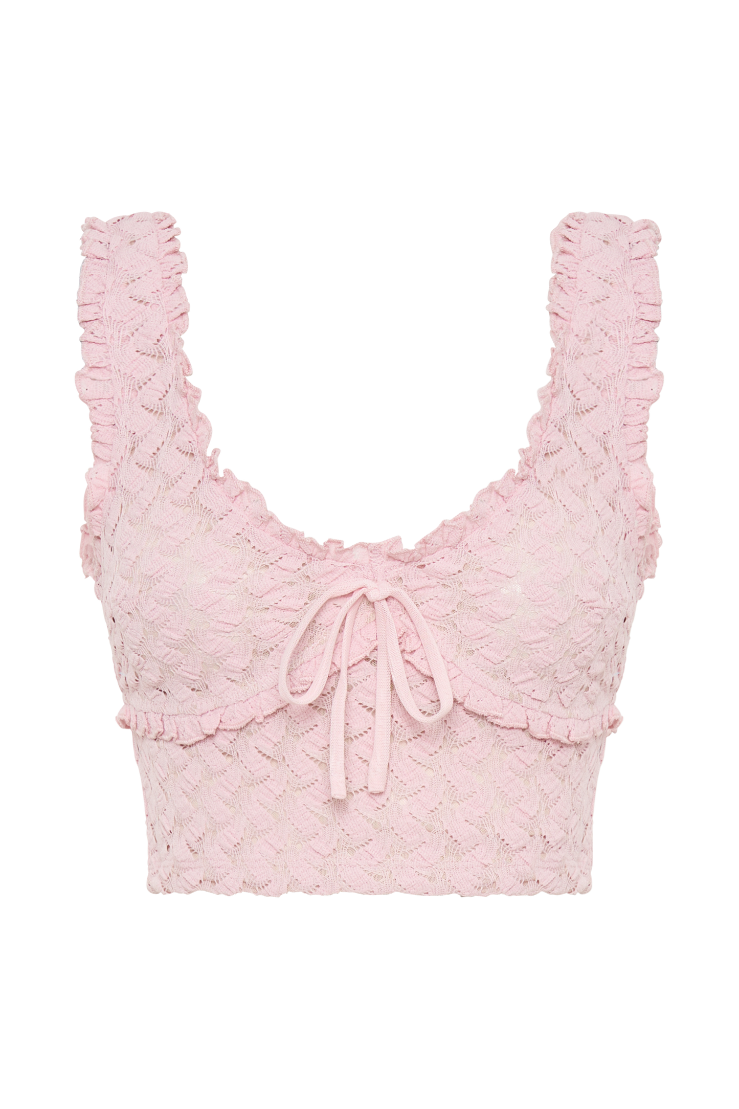 Top sans manches en dentelle et tulle Morgan - Rose Poudré