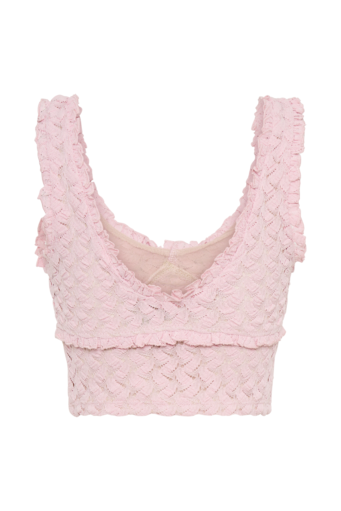 Top sans manches en dentelle et tulle Morgan - Rose Poudré