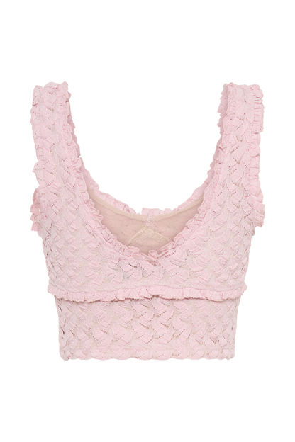 Top sans manches en dentelle et tulle Morgan - Rose Poudré