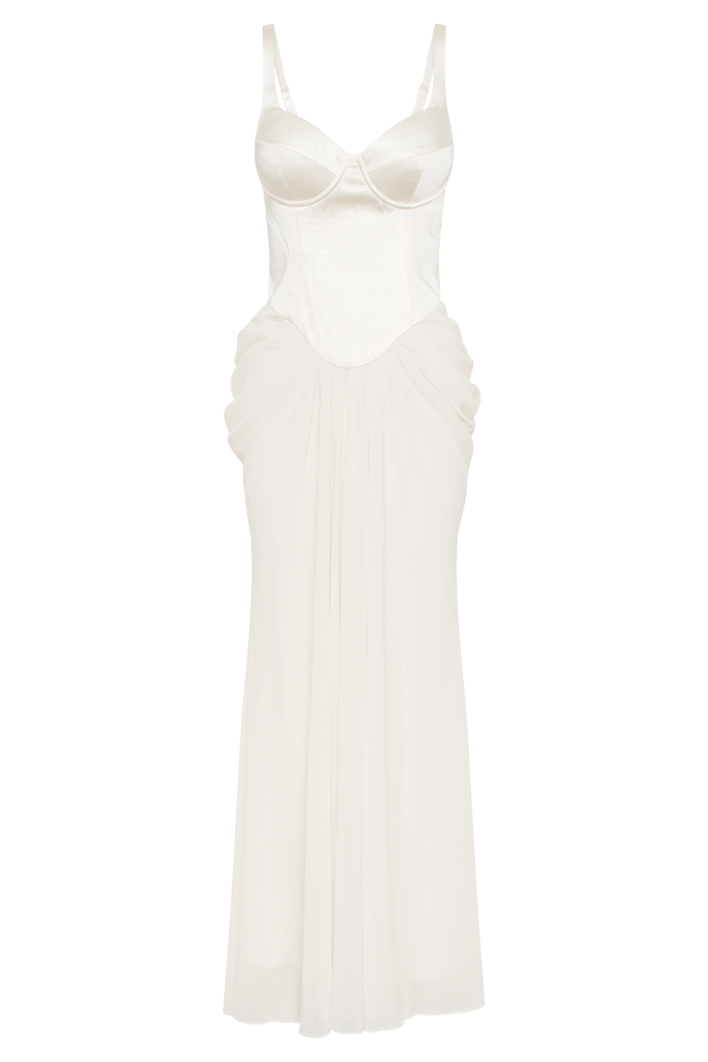 Robe longue en satin avec corset Leila - Ivoire