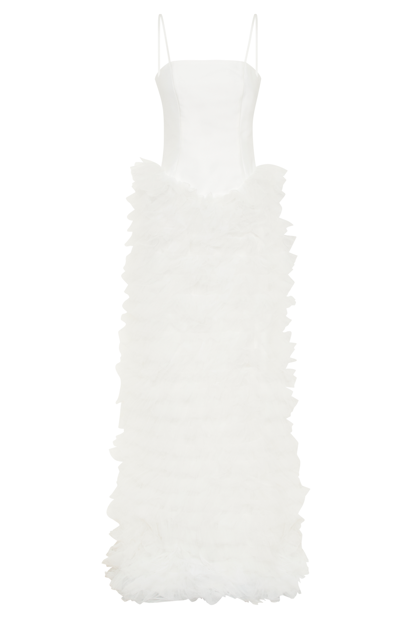 Robe Maxi à Volants et Épaulettes Magnolia - Ivoire