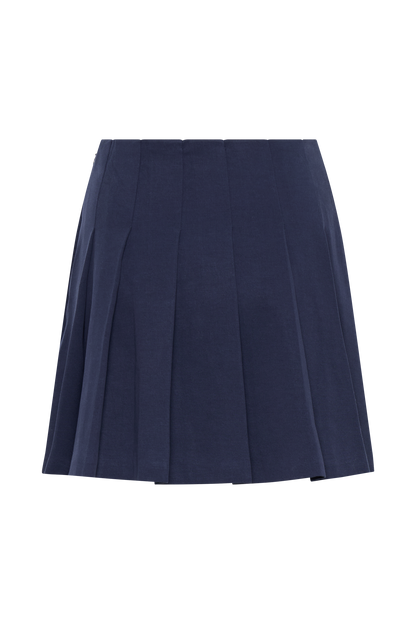Jupe mini plissée en coton Julianna - Bleu marine