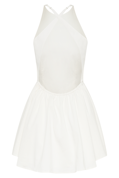 Mini-robe en coton Carolina à porter en bandoulière - Blanc