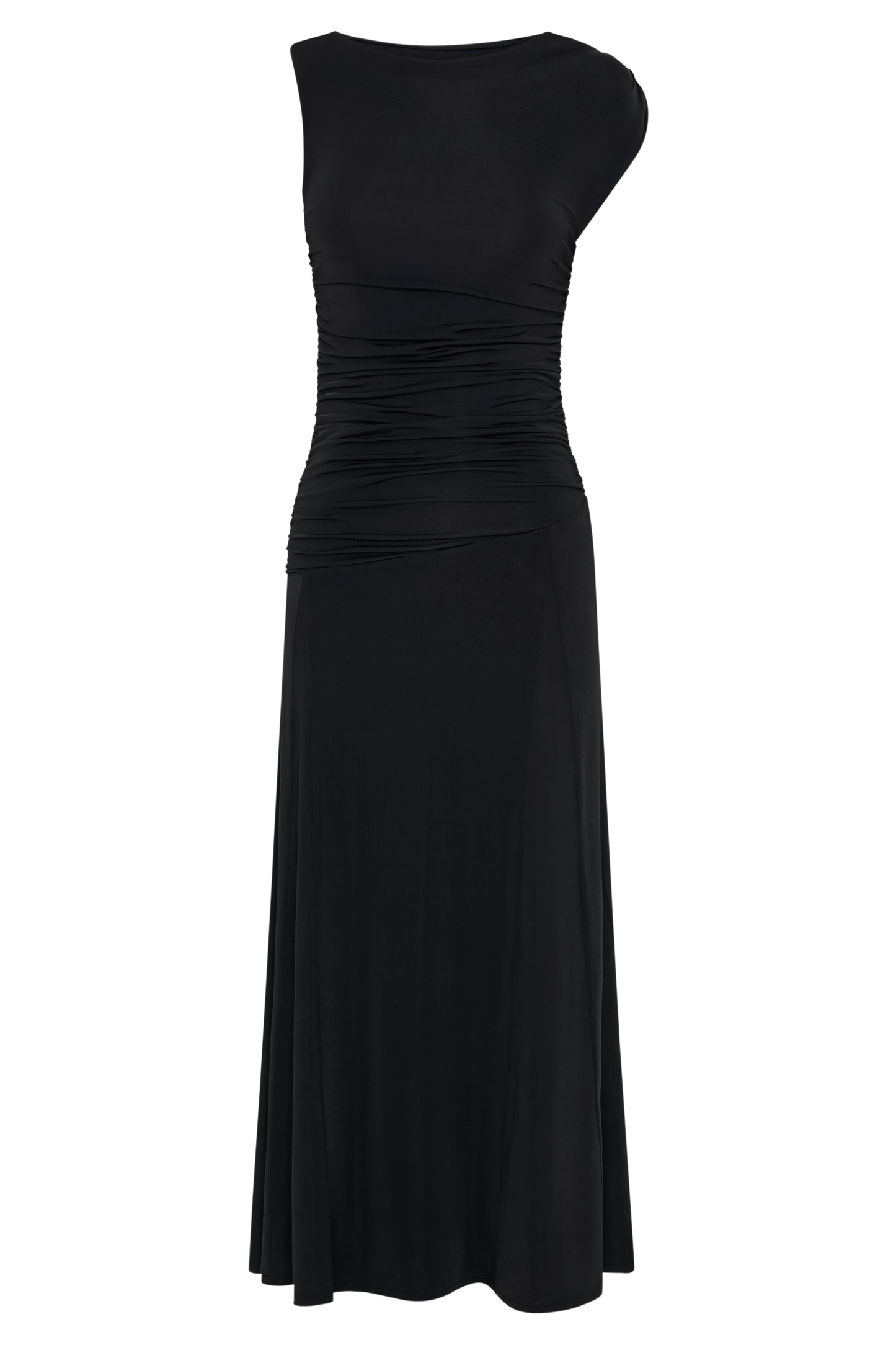 Robe midi asymétrique et fluide Navanna - Noir