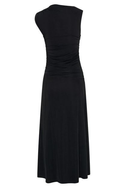 Robe midi asymétrique et fluide Navanna - Noir