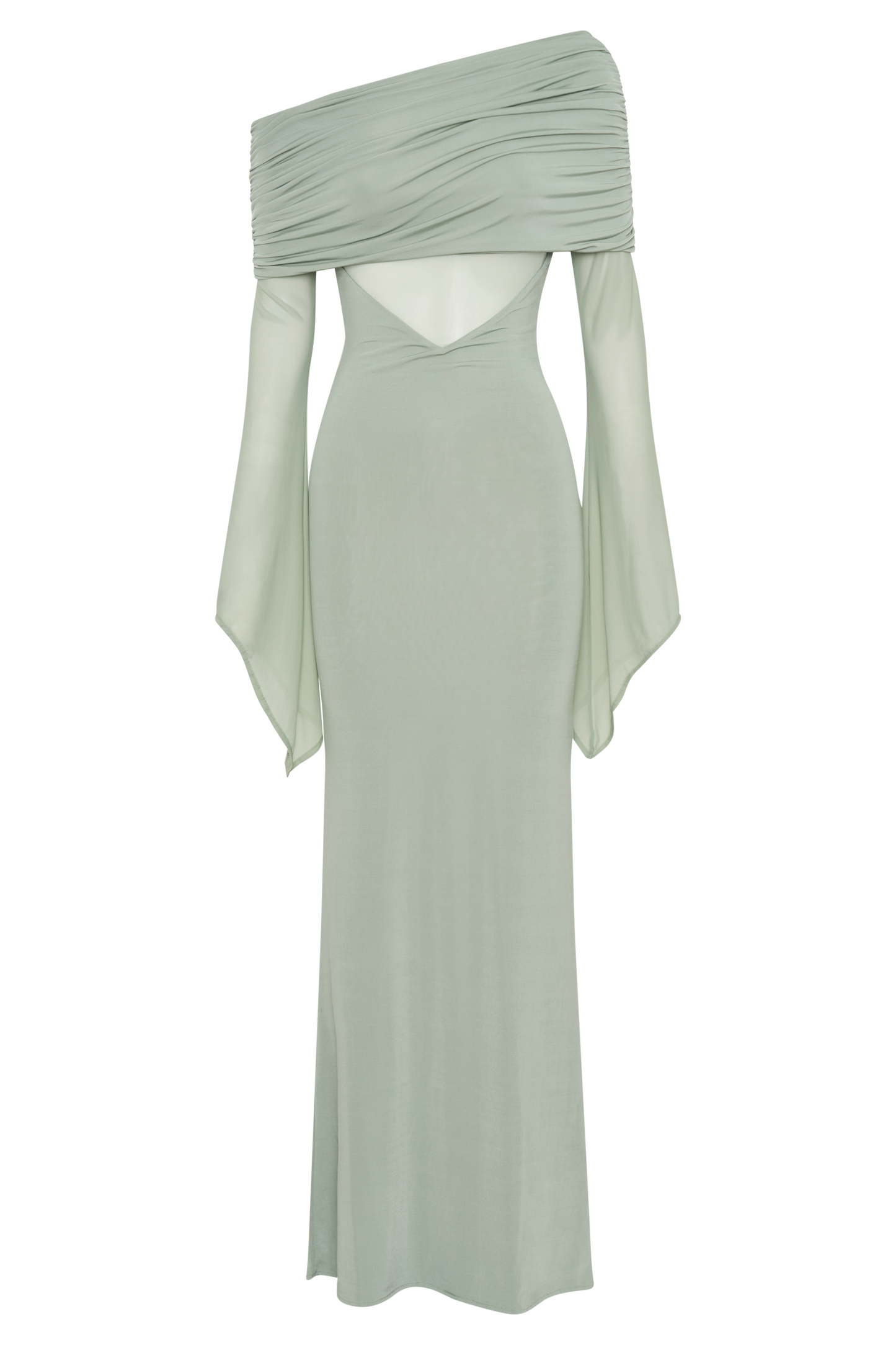 Robe Maxi Épaule Découverte en Mousseline et Maille - Basil
