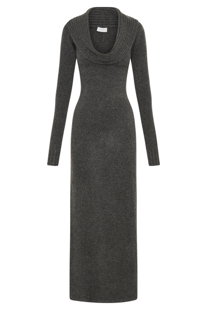 Robe Maxi Tricoté Réversible Alessandra - Gris Anthracite
