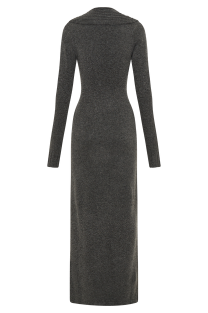 Robe Maxi Tricoté Réversible Alessandra - Gris Anthracite