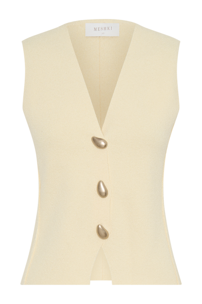 Gilet Malika sans manches avec boutons dorés - Citron