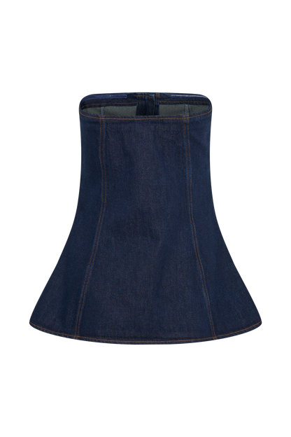 Haut sans bretelles à boutonnage intégral Lennox - Bleu indigo
