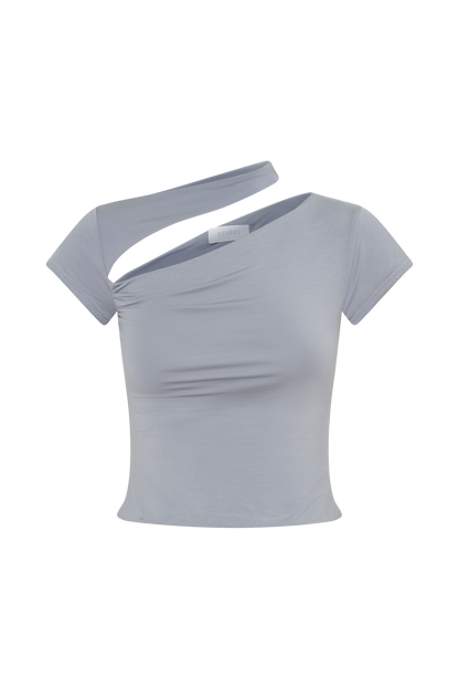 Top à manches courtes avec découpes Aurelie - Gris anthracite
