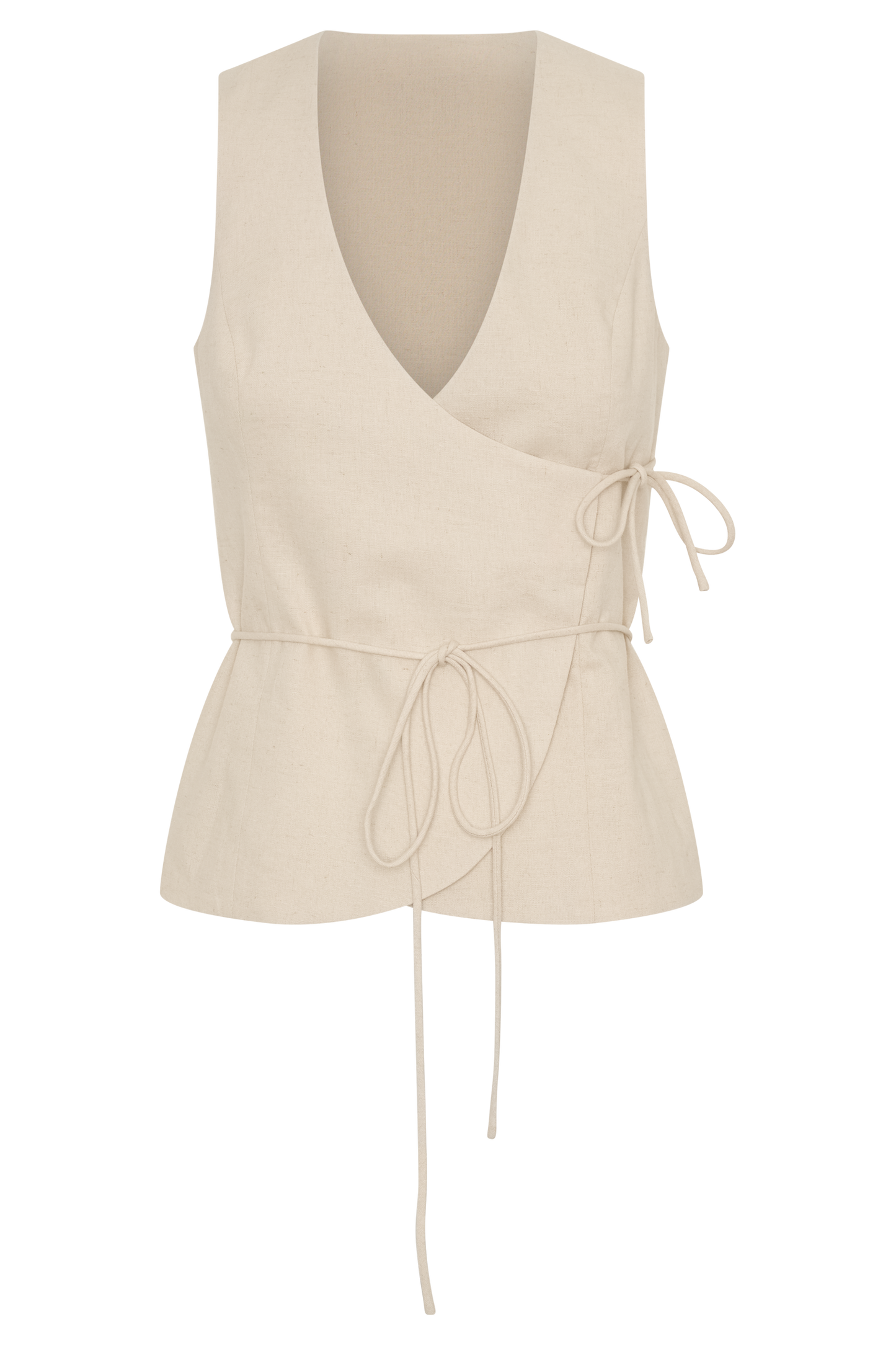 Top portefeuille sans manches en lin Brandi - Gris clair mêlé