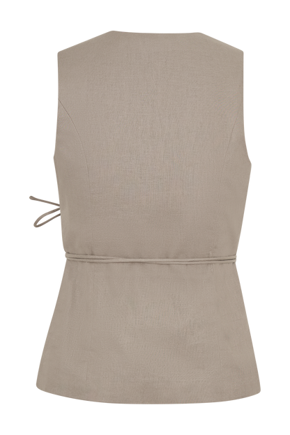 Top portefeuille sans manches en lin Brandi - Gris perle