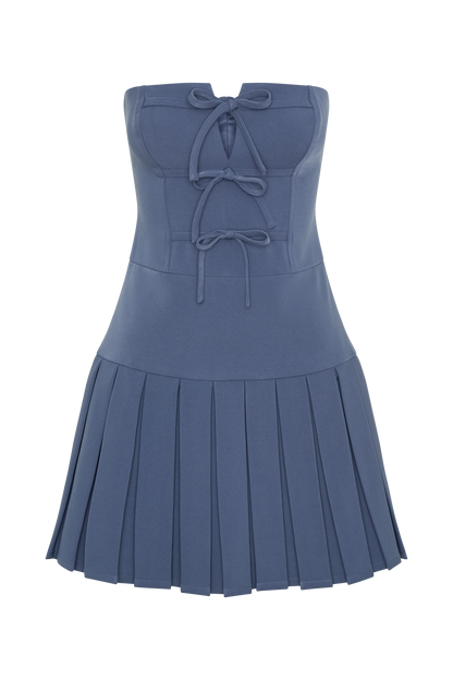 Mini-robe plissée Naya avec liens - Acier