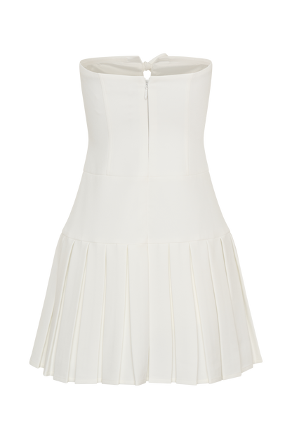 Mini-robe plissée Naya avec lacets - Blanc