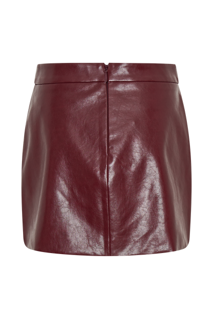 Jupe mini bouée en simili cuir Coralia - Rouge cerise