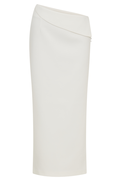 Jupe mi-longue de tailleur Astrid - Blanche