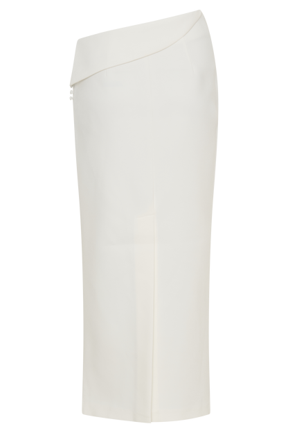 Jupe mi-longue de tailleur Astrid - Blanche