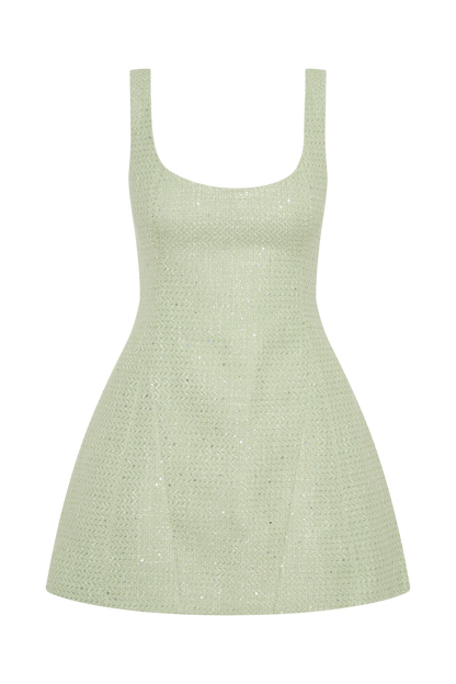 Mini-robe en tweed Beth - Vert pastel