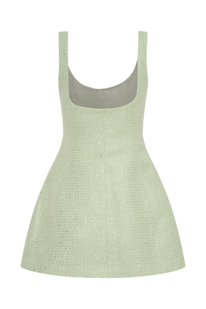 Mini-robe en tweed Beth - Vert pastel
