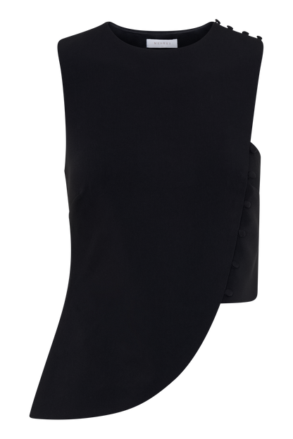 Top asymétrique sans manches pour tailleur Astrid - Noir