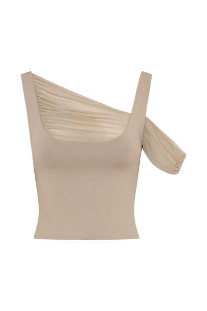 Top sans manches Jules en nylon et maille recyclés - Taupe