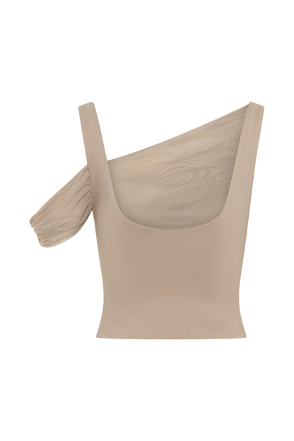 Top sans manches Jules en nylon et maille recyclés - Taupe