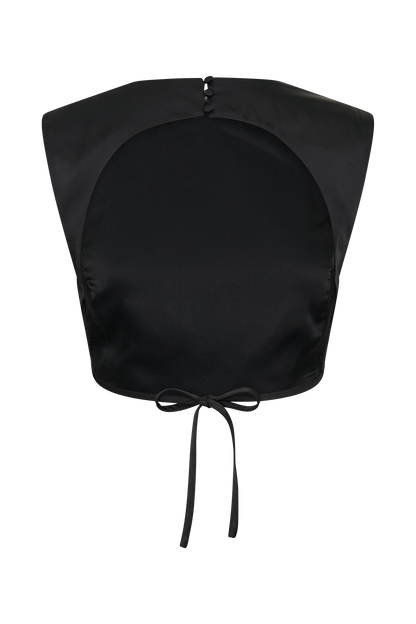 Top court sans manches en satin Viviana - Noir