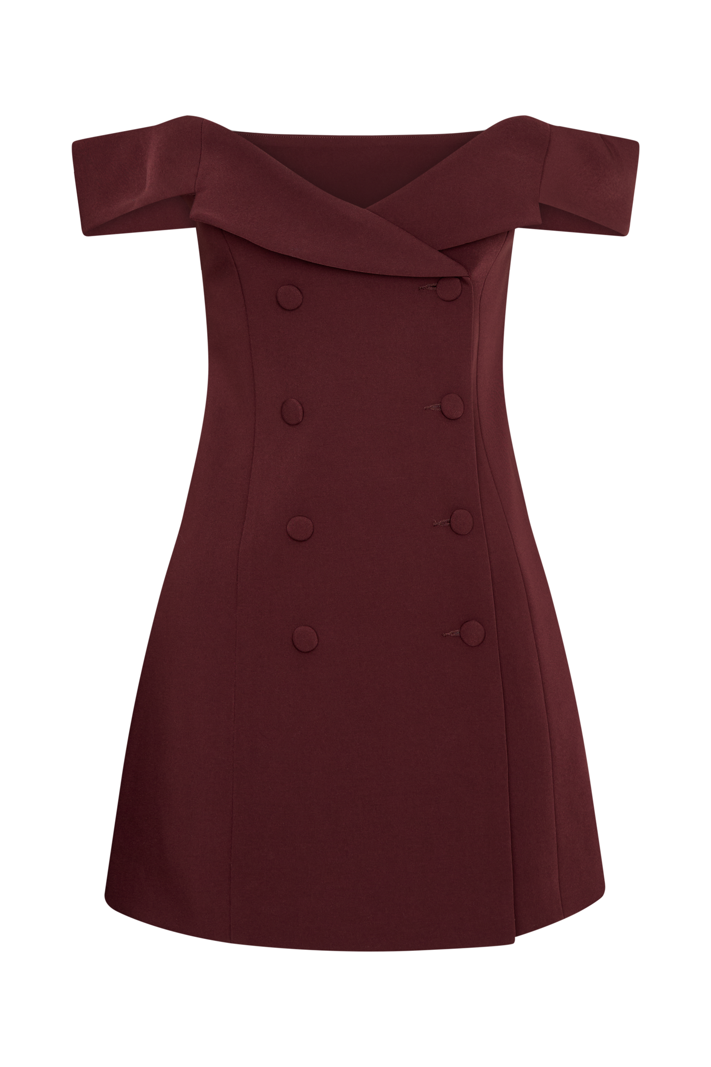 Mini-robe tailleur à épaules dénudées Noelle - Brun-rouge