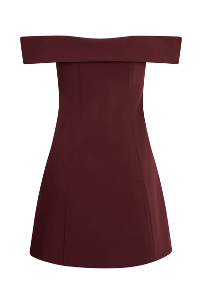Mini-robe tailleur à épaules dénudées Noelle - Brun-rouge